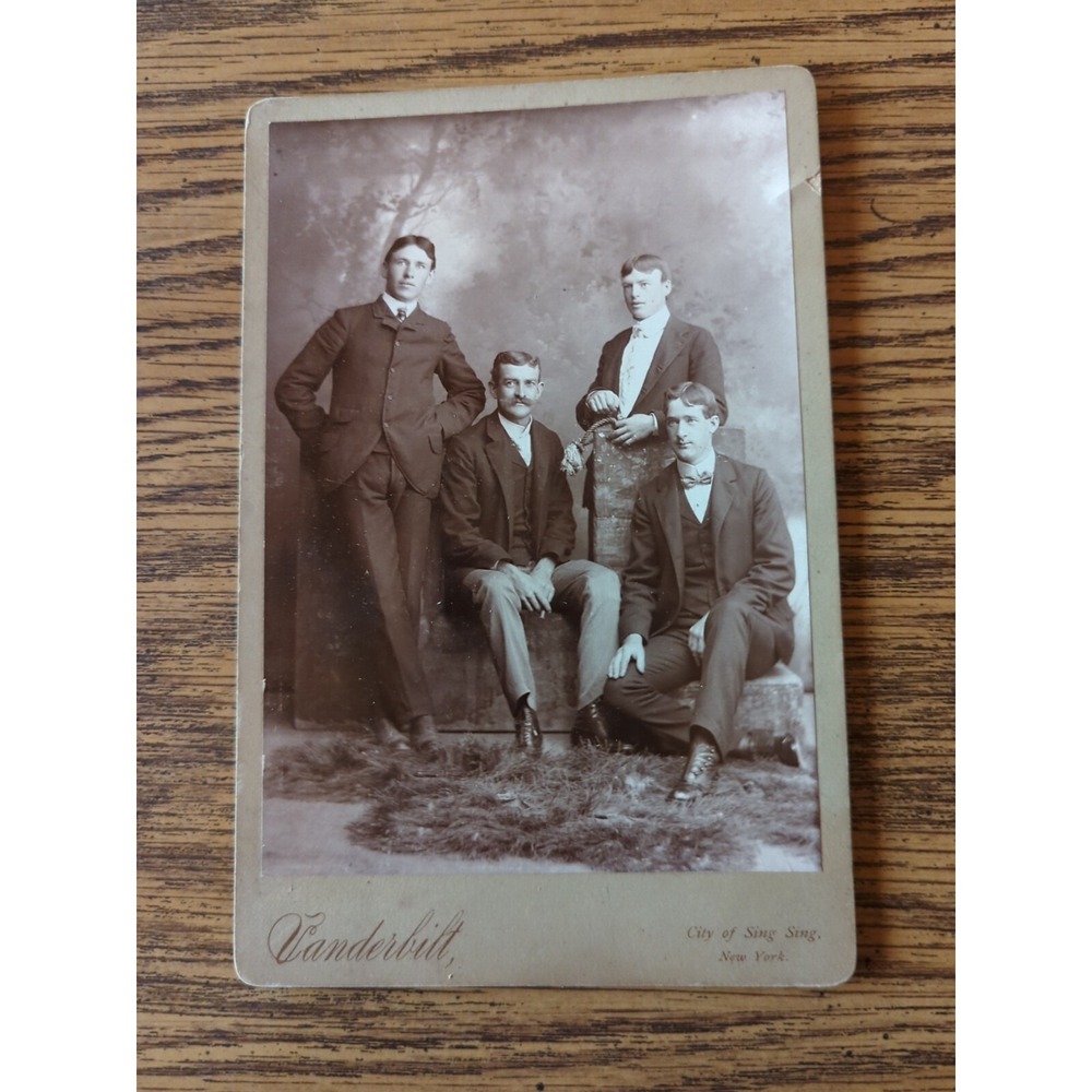Rare Antique Cabinet Card Group Men Victorian Portrait 1800s Sing Sing New York